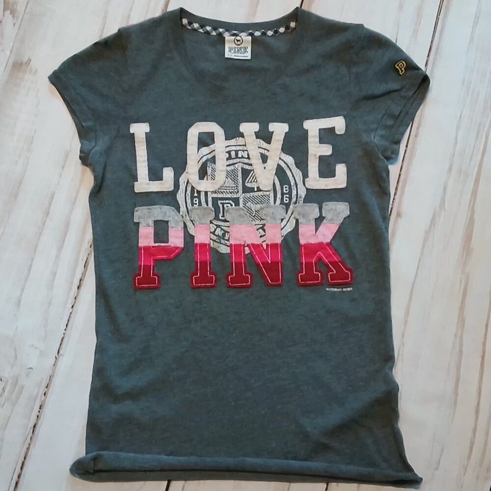 Victoria's Secret 💕💜 Womens Charcoal Gray Top Embroidered Baby Doll Shirt 💜💕